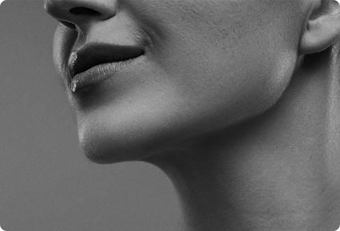 Foto do queixo de uma mulher